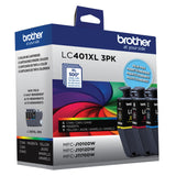 Brother Genuine LC401XL 3PK High Yield 3-Pack Color -Ink -Cartridges Includes 1- -Cartridge Each of Cyan, Magenta and Yellow -Ink. Brother