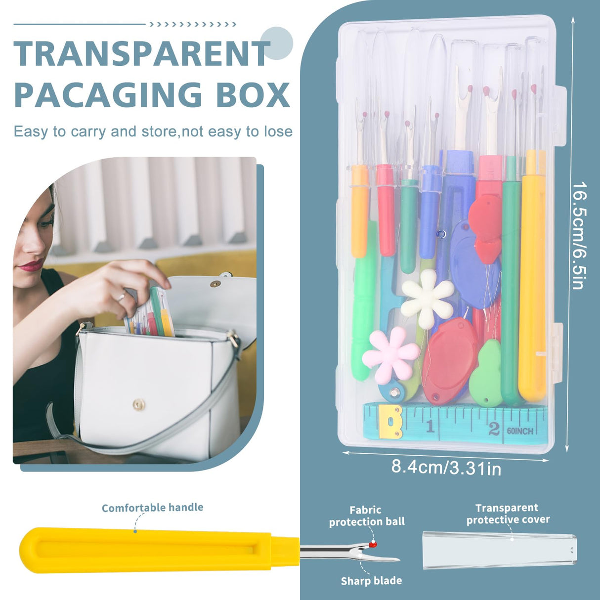 ZMAAGG Seam Ripper-6 PCS Stitch Remover Tool, Seam Rippers for Sewing, Needle Threaders, Tape Measure, Tailors Awl, Thread Snips ZMAAGG