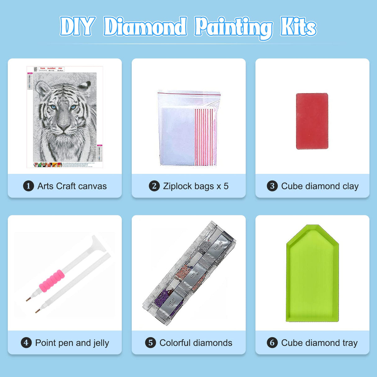 NAIMOER Tiger Diamond Art Kits for Adults,5D Diamond Art Tiger Kits DIY Full Drill Animals Diamond Art Kits for Home Wall Decoration Gifts (30X40cm) NAIMOER