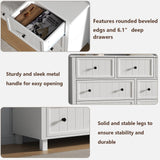 Farmhouse 7 Drawer Dresser for Bedroom, White Tall Modern Dresser TV Stand with Large Drawers & Metal Handles, Wood Chest of Drawers, Wide Double Dresser for Bedroom, Living Room, Hallway, White Gyfimoie