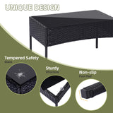 PAIQIAN Patio Furniture Set,4 Piece Garden Conversation Set, Outdoor Wicker Rattan Table and Chairs, Black Patio Set, Sectional Sofa with Thick Cushion for Garden, Yard, or Porch (Black/Beige) PAIQIAN