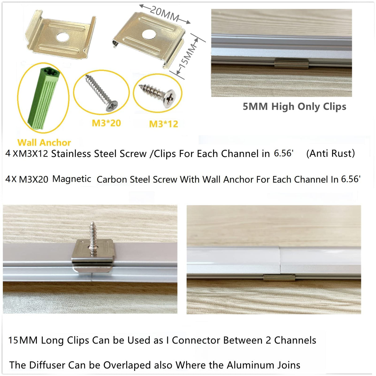 THMOOTHER Recessed LED Strip Channel Diffuser 10-Pack 6.56FT,23.5X7MM LED Tape Aluminum Track with Flange,Flush Mounted Wardrobe Bookcase Wine Cabinet Wooden Furniture Groove Integrated Low Profile THMOOTHER