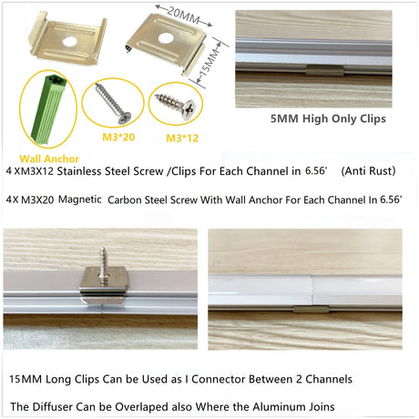 THMOOTHER Recessed LED Strip Channel Diffuser 10-Pack 6.56FT,23.5X7MM LED Tape Aluminum Track with Flange,Flush Mounted Wardrobe Bookcase Wine Cabinet Wooden Furniture Groove Integrated Low Profile THMOOTHER
