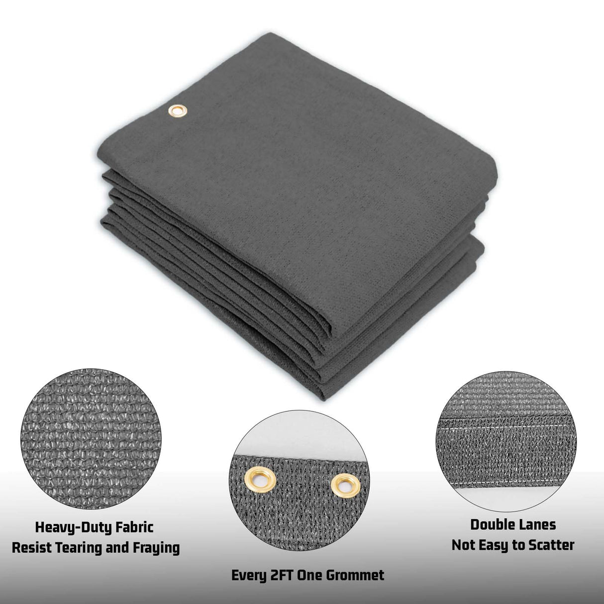 SUNNY GUARD Shade Cloth 12x20 FT Sun Shade Screen Fabric HC-036 Shade Cover Tarp with Grommets for Pergola Backyard Garden, Dark Grey SUNNY GUARD