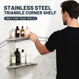 BWE 10" Shower Corner Shelf, 304 Stainless Steel Shower Shelves, Slot Design Corner Shower Shelf, Recessed Bathroom Storage Organizer for Tiled Wall,No Drilling Need, Brushed Nickel 2 Pack BWE