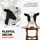 Black & White Sculptureative Cow Head Wearing Glasses – Distressed Faux Taxidermy – Wood & Metal Animal Sculpture – Country Western Themed Party Decorations – Farmhouse Style Decor for Home & Office Hobby Lobby