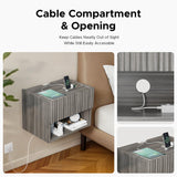 Lazzanto Floating Nightstand Bedroom Bedside Table - Floating Night Stand Set of 2 with Storage Drawer, Wood Morden Wall Mounted Bedside Tables for Dorm Hallway Entryway Lazzanto