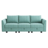HONBAY Convertible Sectional Sofa Couch with Storage Seats Modular 3 Seater Sofa for Small Space, Aqua Blue HONBAY