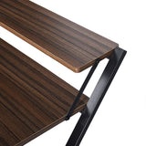 FurnitureR 31.9'' Folding Desk 2 Tier Foldable Writing Table Assembly Saves Space for Home Office Study, Metal Frames/Wood Top Laptop Table Computer Desk, Industrial Brown FurnitureR