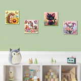 YarnWhimsy 4 Pack Paint by Numbers Kit for Kids with Frame- Animals Paint by Numbers for Kids Ages 4 8 12, Easy Horse Cat Hedgehog Koala DIY Acrylic Oil Painting Kits for Home Wall Decor(8X8inch) YarnWhimsy