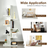 Giantex Tree Bookshelf, 7-Tier Tall Freestanding Wood Bookshelf with Anti-toppling, Modern Multipurpose Display Storage Rack Organizer Corner Shelf for Books, Photos, White Giantex