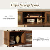 Bestier TV Stand for 75 Inch TV, 63” LED Entertainment Center with Sliding Acylic Doors, Modern TV Console with 2 Tier Storage Shelves, Media Console Table for Living Room Bedroom - Walnut Bestier