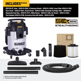 DEWALT 10 Gallon STEALTHSONIC Shop Vacuum Wet and Dry, Ultra Quiet Heavy Duty Shop Vacuum with Attachments, Powerful Outdoor Shop Vac for Car, Garage, Workshop, Jobsite, Patio, DXV10S-QT, 5 Peak HP DEWALT