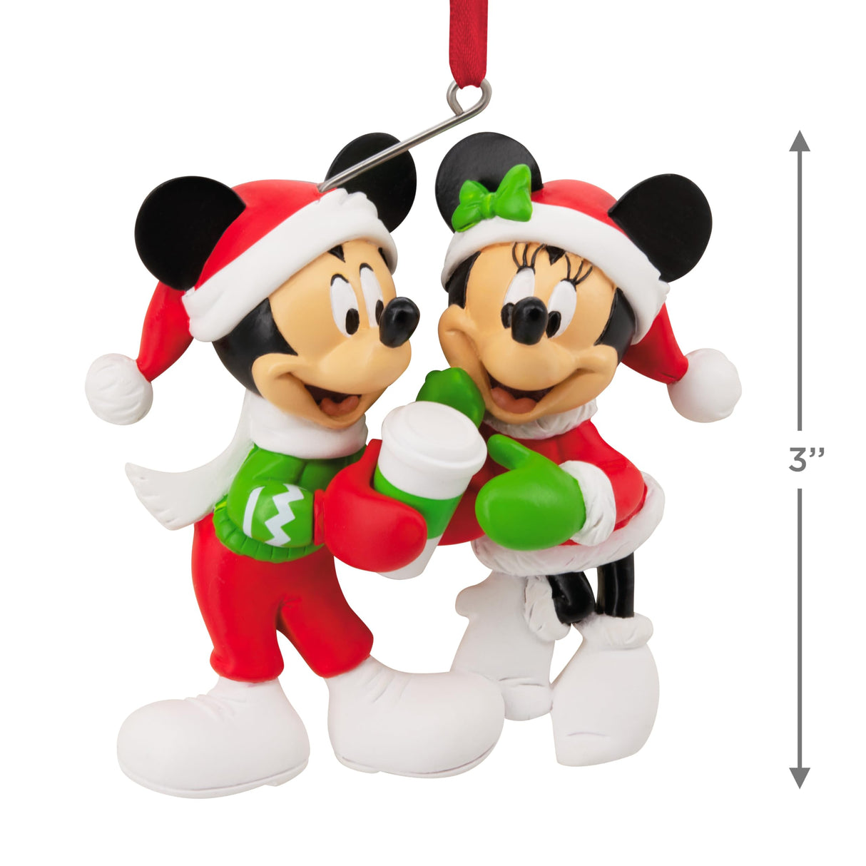 Hallmark Disney Mickey and Minnie Sharing Cocoa Christmas Ornament, Gifts for Disney Fans Hallmark