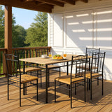 Homy Casa Outdoor Patio Dining Set, 7-Piece Table & Chairs, Wood Grain Top & Metal Frame, Ideal for Deck, Garden & Balcony Gatherings Homy Casa