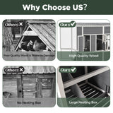 AECOJOY 67'' Extra Large Chicken Coop with Run, Wood Chicken House with 4 Nesting Boxes & Roost Bar for 8-10 Chickens, Outdoor Hen Fence Poultry Pet Cage for Backyard AECOJOY