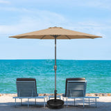 Simple Deluxe 9FT Outdoor Patio Umbrella Table Market Umbrella with Push Button Tilt and Crank, 8 Sturdy Ribs, UV Protection Waterproof for Garden, Lawn, Deck, Backyard, Pool,Tan Simple Deluxe
