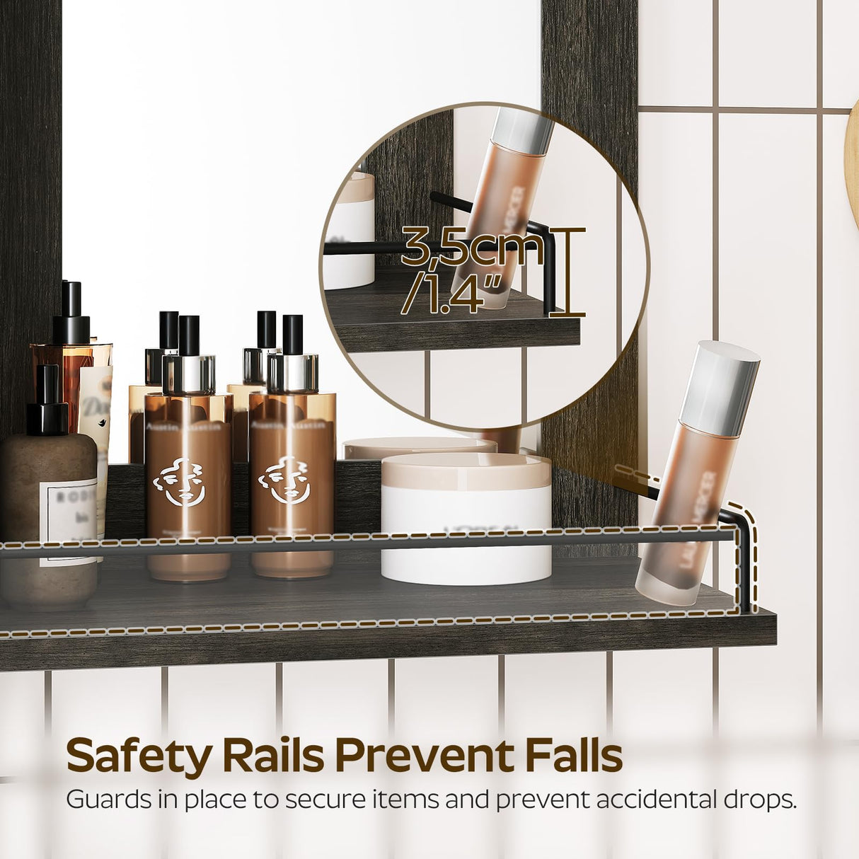 YATINEY Bathroom Medicine Cabinet with Mirror, Wall Mounted Home Storage, Medicine Cabinet Mirror, Bathroom Wall Cabinet, Adjustable Shelf, for Laundry Room, Bedroom, Camper, Hallway, Smoky Oak YATINEY