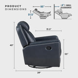 Lexicon Living Room Set - Home Theater Seating, Faux Leather Upholstery Recliner Sofas, Double Recliner, Loveseat, Swivel Glider Chair, 3-Piece Set, Blue Lexicon