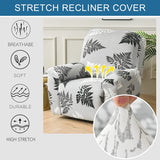 CHNSHOME Recliner Chair Covers, 4-Piece Stretchy Slipcover with Remote Control Pocket, Black and White Leaves Pattern, Traditional Style CHNSHOME