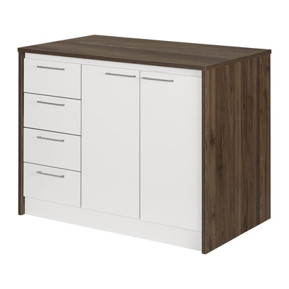 South Shore Myro Kitchen Island, Natural Walnut and White