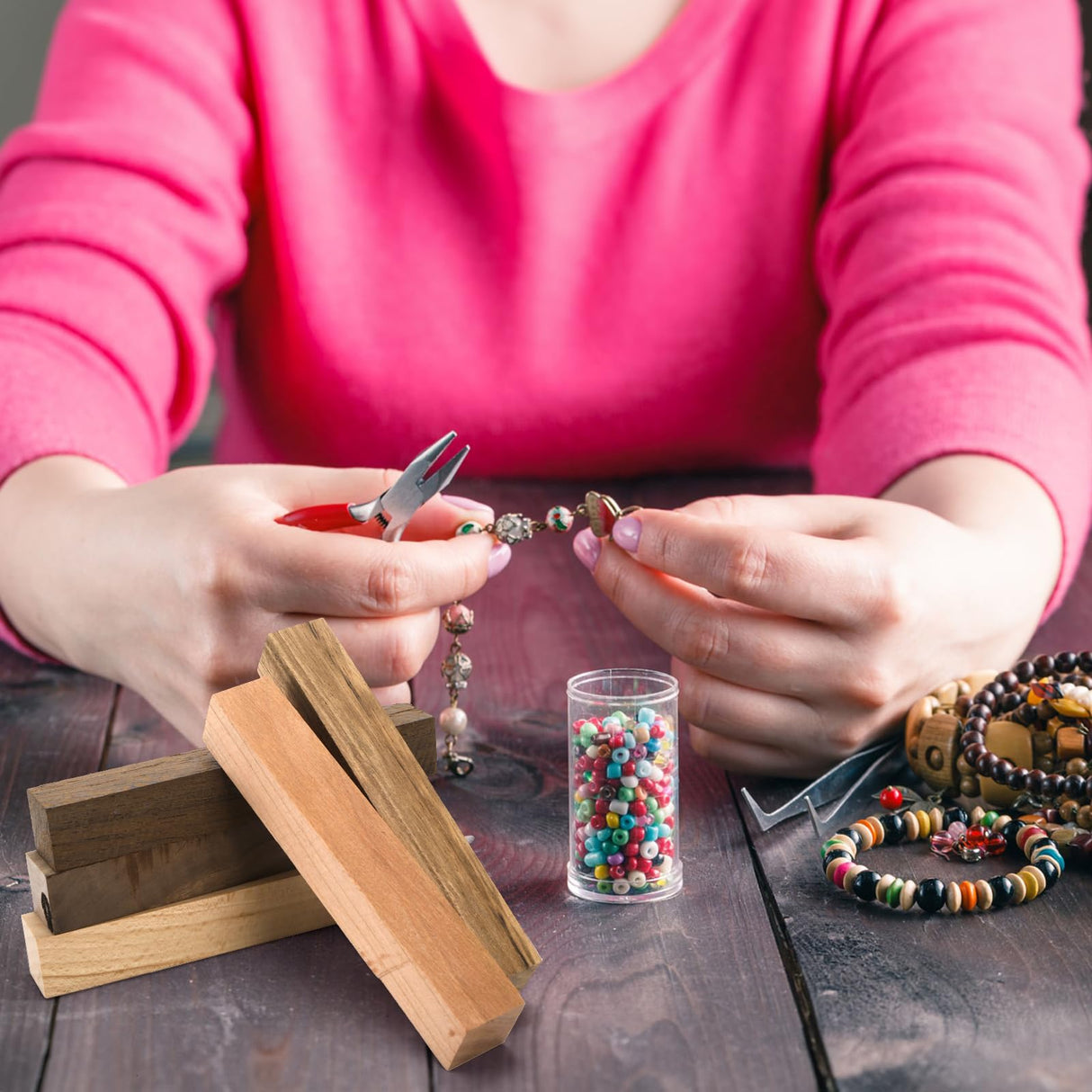 Cididu 10 Pack Exotic Wood Pen Blanks, Wood Blanks for Pen Turning, Unfinished Carving Blocks, Hard Woodcarving Block for Pen Making Supplies DIY Crafts Gifts, Easy to Drill, 5'' x 3/4'' Cididu