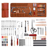 VEVOR Leather Working Tools Kit, 92 PCS Leather Craft Tools with Portable Leather Storage Bag, Engraving Punching Sewing Stamping Sanding Tools, Ideal for Beginners DIY Enthusiasts and Professionals VEVOR
