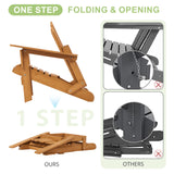 Oversized Wooden Folding Adirondack Chair with Ottoman, Pre-Assembled Backrest and Seat Board, Lounge Chair for Outdoor Patio Garden Lawn Backyard Firepit Deck Pool Beach Wood-Natrl