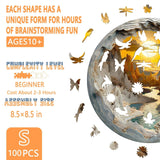 Wooden Puzzles for Adults, 3D Vision Effects Inside The Cave Wooden Jigsaw Puzzles for Adults, Unique Shape, Mountain Rivulet Sunset Landscape Wood Puzzles Adult, Home Decor (S-8.5 * 8.5in-100 pcs) Pijesaksa