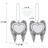 Framendino, 4 Pack Silver Angel Wing Pendant Love Heart Personalized Car Hanging Ornament with Sublimation Blank Heat Transfer Photo for Home Window Framendino