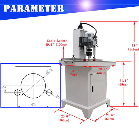 HQHAOTWU Pneumatic Hinge Boring Insertion Machine Single Head Hinge Boring Drill Press Machine Woodworking Hinge Drilling Processing Machine Adjustable Punching Depth 45-9.5 Combined Drill HQHAOTWU