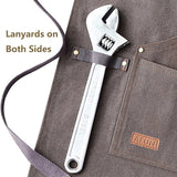 AFUN Work Aprons for Men with Large Pockets, Cotton Canvas Cross Back Heavy Duty Adjustable Tool Apron, Size M to XXL (Grey) AFUN