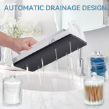 TuCao Marble Bathroom Countertop Organizer, Toothbrush Holders for Bathroom with 3PCS Qtip Holder Dispenser and Toothpaste Holder Drainage for Bathroom Accessories Organization Counter Vanity Storage TuCao