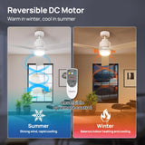 48 Inch Ceiling Fans with Lights Remote Control, Matte White Ceiling Fan with DC Motor, Modern Ceiling Fan with 6 Speeds,3 Reversible Blades, Dimmable And Timer for Living Room Dining Room Bedroom POLYECO