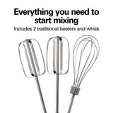 Hamilton Beach Electric Hand Mixer, 6 Speeds + Stir Button, 300 Watts of Peak Power for Powerful Mixing, Includes Whisk and Storage Clip, Black (62628) Hamilton Beach