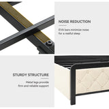 DWVO Queen Size Storage Bed Frame with 4-Drawer, Upholstered Platform Bed Frame with USB Charging Ports & Bookcase Headboard, Simple Setup, No Requirement for Box Spring (Beige) DWVO