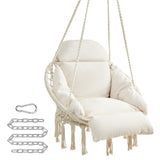 SONGMICS Hanging Chair, Hammock Chair with Large, Thick Cushion, Boho Swing Chair for Bedroom, Patio, Balcony, Garden, Holds up to 264 lb, Accessories Included, Cream White UGDC042M01 SONGMICS