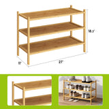 BMOSU 3-Tier Bamboo Shoe Rack Premium Stackable Shoe Shelf Storage Organizer for Hallway Closet Living Room Entryway Organizer(Natural) BMOSU