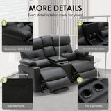 Consofa Power Reclining Loveseat with Console, Power Loveseat Recliner Sofa with Heat and Massage, Extended Footrest, Loveseat Recliner with Cup Holders, Lumbar Support for Living Room, Home Theater Consofa