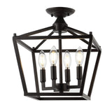JONATHAN Y JYL7610A Plains Mini Lantern 12" 4-Light Iron Modern Farmhouse LED Flush Mount, Rustic, Industrial, Dimmable, 2700K Cozy Warm Light Kitchen, Hallway, Bathroom, Stairwell, Oil Rubbed Bronze JONATHAN Y