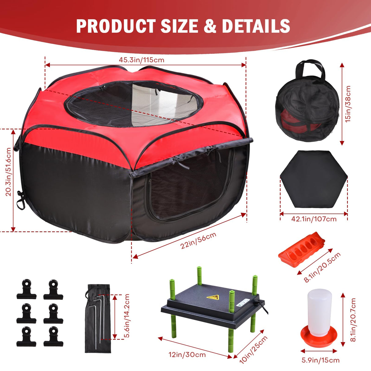 Tetuga Chicken Brooder Box for Chick Starter Kit - 10 * 12inch Brooder Heating Plate Chick Brooder Pen/Baby Chicken Brooder Box 4-in-1 Bundles with Chicken Feeder, Waterer (Brooder Set) Tetuga