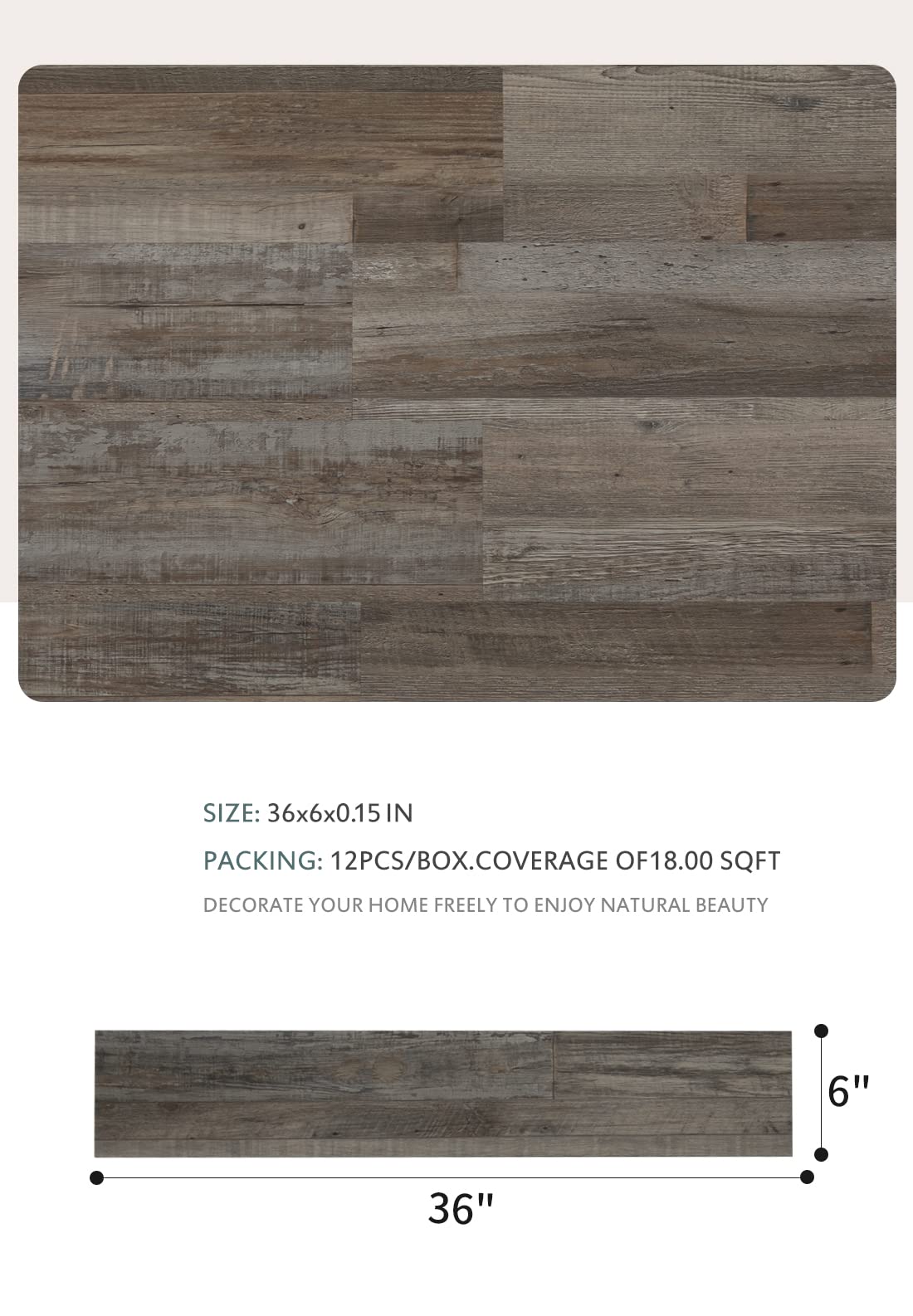 SINGULARWOOD Vinyl Wall Planks,Self-Adhesive Vinyl Panels for Walls,Peel and Stick Easy Installation (12 pcs/18 Sq Ft/Box),Driftwood-Light Grey SINGULARWOOD