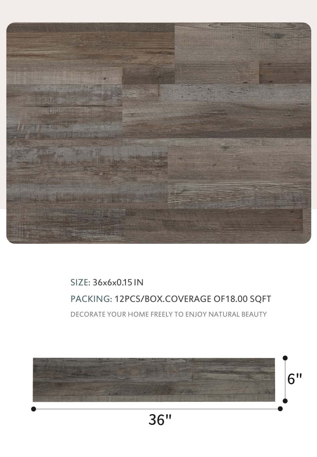 SINGULARWOOD Vinyl Wall Planks,Self-Adhesive Vinyl Panels for Walls,Peel and Stick Easy Installation (12 pcs/18 Sq Ft/Box),Driftwood-Light Grey - WoodArtSupply