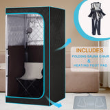 AURGOD Portable Full Size Infrared Sauna, One Person Sauna Tent Set for Home Spa with Temperature Remote Control, Heating Foot Pad and Reinforced Foldable Chair (Infrared Sauna) AURGOD