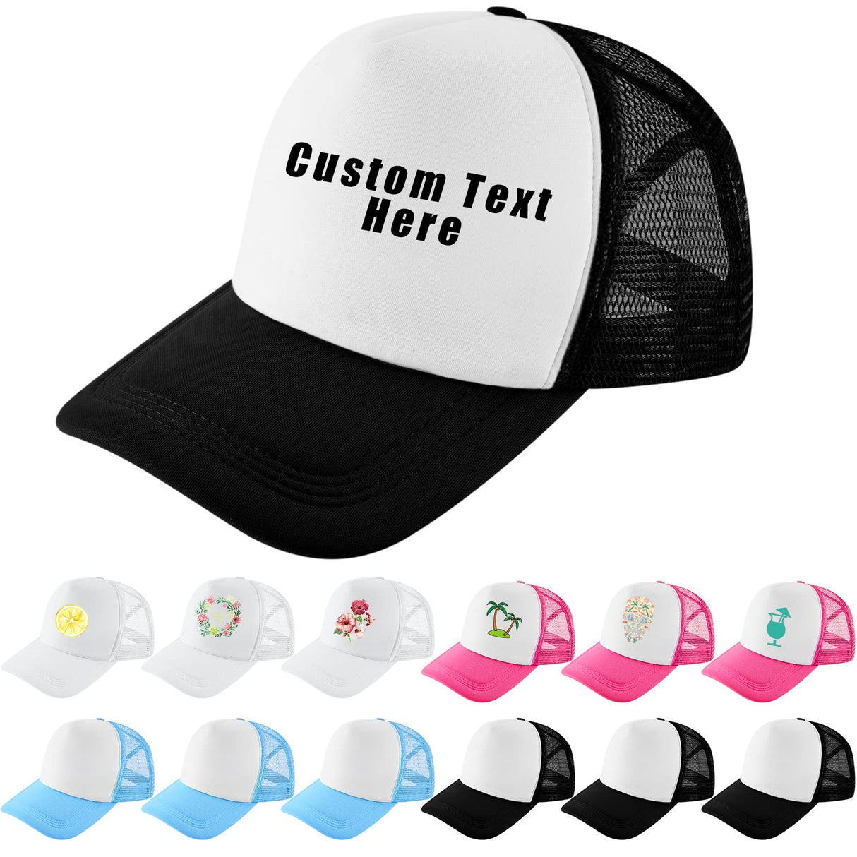 Eurzom 20 Pack Sublimation Blank Mesh Baseball Cap Polyester Mesh Plain Trucker Hat Printing Embroidery Summer Unisex (Multicolored) Eurzom