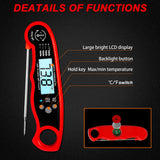 Meat Thermometer Digital for Cooking and Grilling, Collapsible Probe, with Magnet, Calibration, Backlight Waterproof Food Thermometer, Instant Read Thermometer for Kitchen, Meat, Steak, Turkey YPNZXQDX