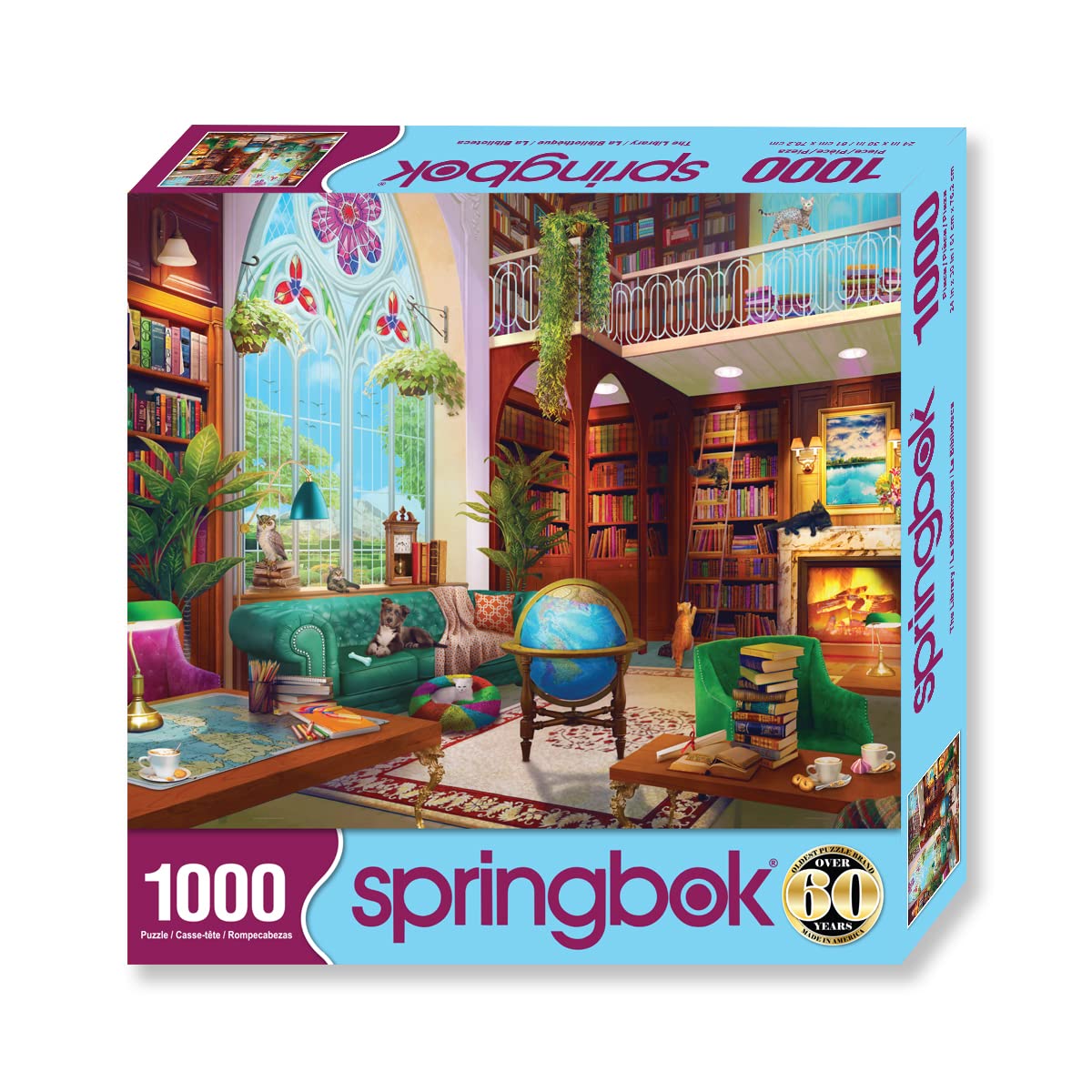 Springbok - The Library - 1000 Piece Jigsaw Puzzle- Challenge Yourself with This Colorful Image for booklovers