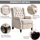 CANMOV Push Back Recliner Chair,Accent Chair,Mid Century Wingback Recliner, Fabric Push Back Recliner Chair Single Armchair Sofa with Rivet Decoration, Button-Tufted Back for Living Room, White CANMOV