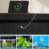 YITAHOME 120 Gallon Fish Tank Stand with Power Outlets, Heavy Duty Metal Large Aquarium Stand with Cabinet, Reptile Terrariums Table for Turtle Accessories Storage,1100LBS Capacity, Black YITAHOME