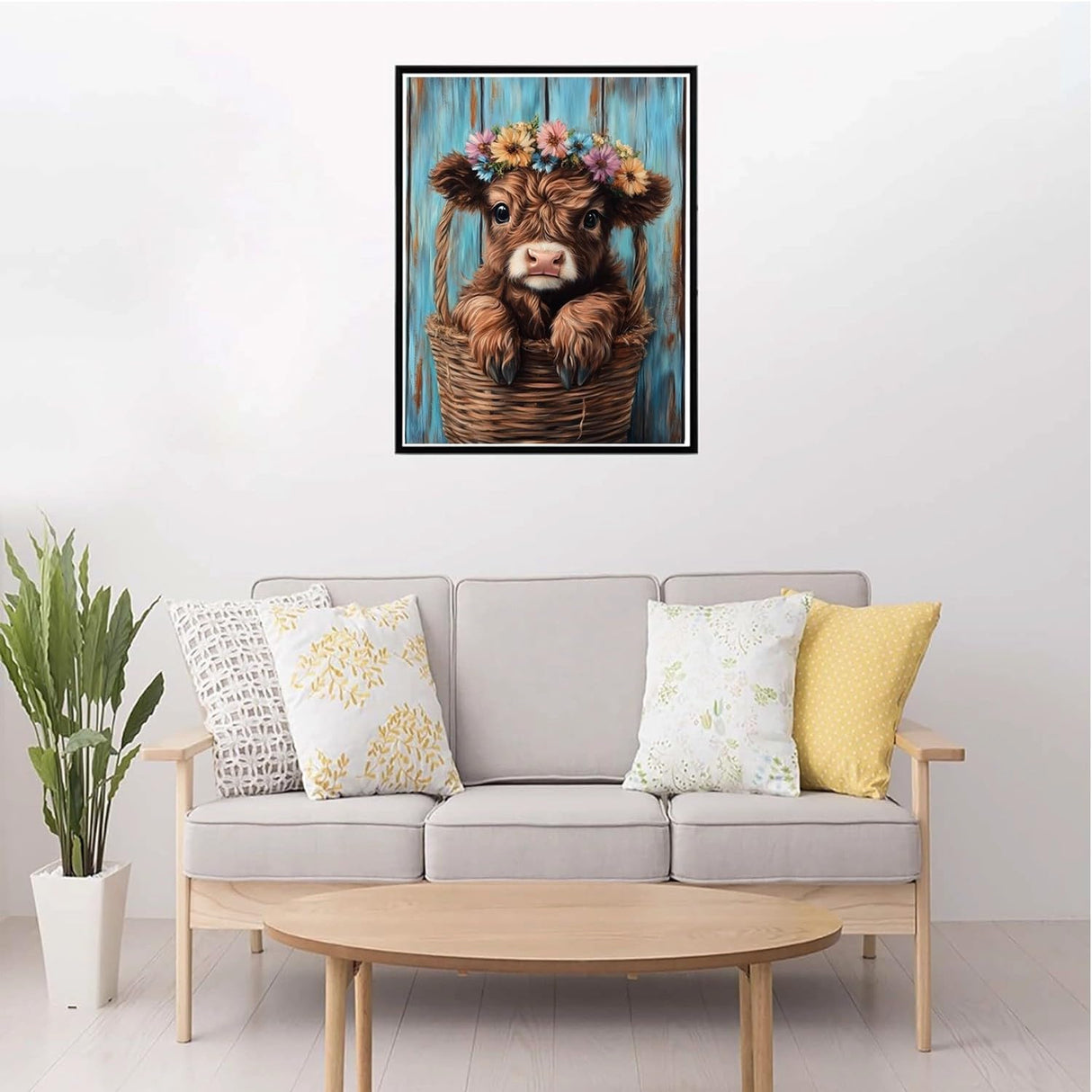 Cow Diamond Painting Kits for Adults Beginners,Highland Cow 5D Diamond Art Kit, Full Round Drills Small Animal Diamond Dots Paint with Diamonds, DIY Beads Gem Painting for Decor 12 x 16 Inches DIYDECORFUN